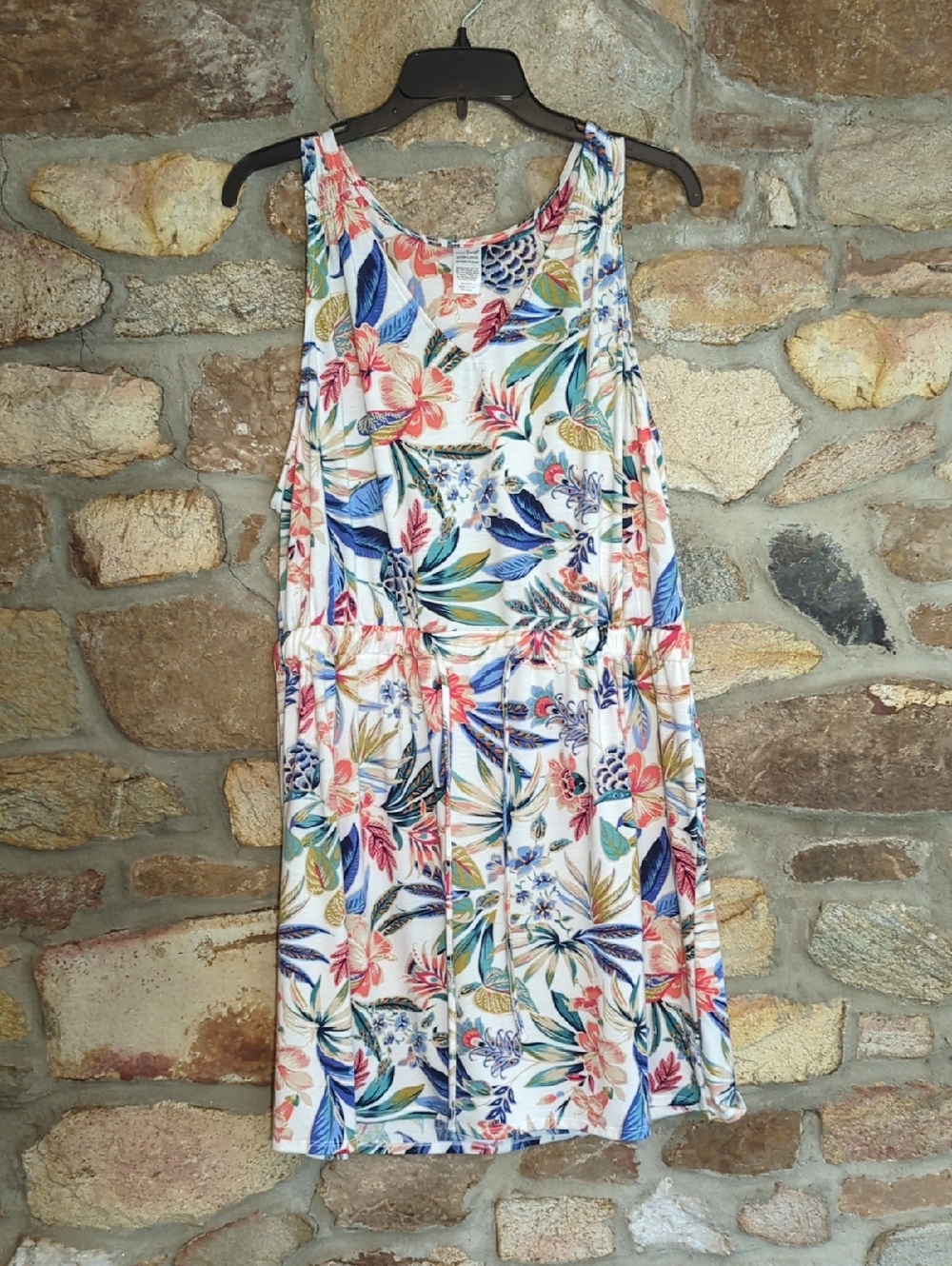 west loop White Tropical Floral Sleeveless Mini Dress